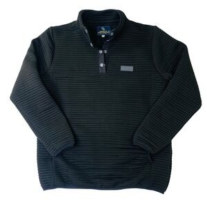 Simply Southern Mens Ribbed Snap Mock Neck Pullover Sweater Black Large L